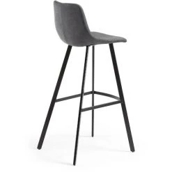 Kave Home - Tabouret De Bar Alve Gris 80 Cm Avec Dossier En Polyuréthane Et Pieds En Acier Noir - Noir 9 Kave Home - Tabouret De Bar Alve Gris 80 Cm Avec Dossier En Polyuréthane Et Pieds En Acier Noir - Noir -KAVE HOME Soldes 2022 12369237 3