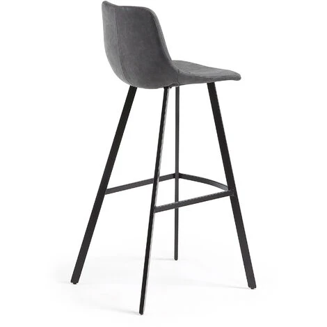 Kave Home - Tabouret De Bar Alve Gris 80 Cm Avec Dossier En Polyuréthane Et Pieds En Acier Noir - Noir 5 Kave Home - Tabouret De Bar Alve Gris 80 Cm Avec Dossier En Polyuréthane Et Pieds En Acier Noir - Noir – Image 3