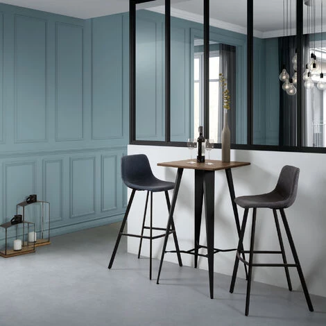 Kave Home - Tabouret De Bar Alve Gris 80 Cm Avec Dossier En Polyuréthane Et Pieds En Acier Noir - Noir 6 Kave Home - Tabouret De Bar Alve Gris 80 Cm Avec Dossier En Polyuréthane Et Pieds En Acier Noir - Noir – Image 4