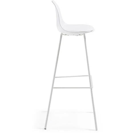 Kave Home - Tabouret De Bar Brighter Blanc 75 Cm Avec Dossier, Siège Tapissé En Polyuréthane Et Pieds En Acier Blanc - Blanc 4 Kave Home - Tabouret De Bar Brighter Blanc 75 Cm Avec Dossier, Siège Tapissé En Polyuréthane Et Pieds En Acier Blanc - Blanc – Image 2