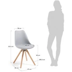 Kave Home - Chaise De Salle à Manger Ralf Gris Clair Avec Siège Rembourré Et Pieds En Bois Massif De Hêtre - Gris -KAVE HOME Soldes 2022 12369293 5