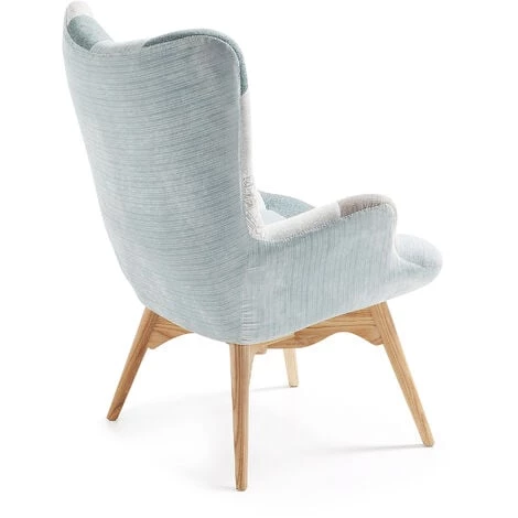 Kave Home - Fauteuil Kody Bleu Patchwork à Accoudoirs Et Pieds En Bois Massif De Hêtre Natural - Multicolore 5 Kave Home - Fauteuil Kody Bleu Patchwork à Accoudoirs Et Pieds En Bois Massif De Hêtre Natural - Multicolore – Image 3