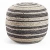 Kave Home - Pouf Saht Gris Clair Et Noir Rond Ø 45 Cm En Jute Naturel - Noir