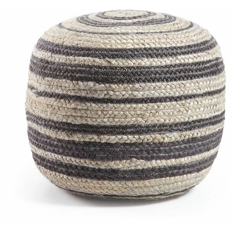 Kave Home - Pouf Saht Gris Clair Et Noir Rond Ø 45 Cm En Jute Naturel - Noir 3 Kave Home - Pouf Saht Gris Clair Et Noir Rond Ø 45 Cm En Jute Naturel - Noir