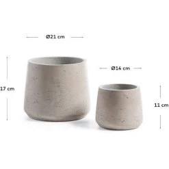 Kave Home - Lot De 2 Cache-pots Low Gris En Ciment Pour Usage Intérieur Et Extérieur - Beige -KAVE HOME Soldes 2022 12369303 3
