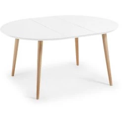 Kave Home - Table De Salle à Manger Extensible Oqui Ronde 120 (200) X 120 Cm Blanche En Mélamine Et Pieds En Bois De Hêtre - Blanc 8 Kave Home - Table De Salle à Manger Extensible Oqui Ronde 120 (200) X 120 Cm Blanche En Mélamine Et Pieds En Bois De Hêtre - Blanc -KAVE HOME Soldes 2022 12369325 2