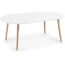 Kave Home - Table De Salle à Manger Extensible Oqui Ronde 120 (200) X 120 Cm Blanche En Mélamine Et Pieds En Bois De Hêtre - Blanc 9 Kave Home - Table De Salle à Manger Extensible Oqui Ronde 120 (200) X 120 Cm Blanche En Mélamine Et Pieds En Bois De Hêtre - Blanc -KAVE HOME Soldes 2022 12369325 3