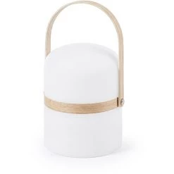 Kave Home - Lampe De Table Ridley Blanche Réglable En Polypropylène Et Anse En Bois - Blanc