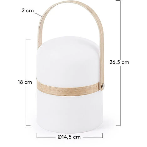 Kave Home - Lampe De Table Ridley Blanche Réglable En Polypropylène Et Anse En Bois - Blanc 6 Kave Home - Lampe De Table Ridley Blanche Réglable En Polypropylène Et Anse En Bois - Blanc – Image 4