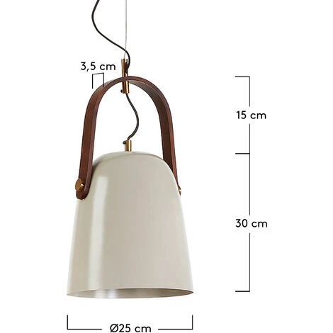 Kave Home - Suspension Zanie Beige 1 Ampoule En Acier Et Anse En Bois - Beige 5 Kave Home - Suspension Zanie Beige 1 Ampoule En Acier Et Anse En Bois - Beige – Image 3