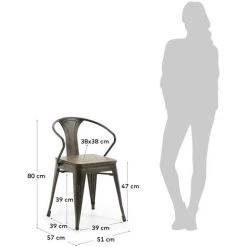 Kave Home - Chaise De Salle à Manger Malira Noir Avec Accoudoirs, Assise En Bois De Bambou Et Structure En Acier - Noir -KAVE HOME Soldes 2022 12369382 5