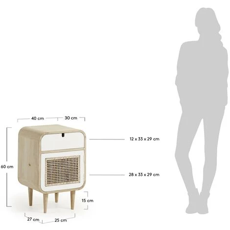 Kave Home - Table De Chevet Georg 40 X 60 Cm à 2 Tiroirs En Bois Massif De Manguier - Naturel 6 Kave Home - Table De Chevet Georg 40 X 60 Cm à 2 Tiroirs En Bois Massif De Manguier - Naturel – Image 4