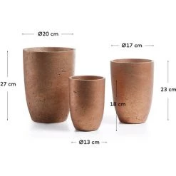 Kave Home - Lot De 3 Cache-pots Low Cuivre En Ciment Pour Usage Intérieur Et Extérieur - Cuivre -KAVE HOME Soldes 2022 12369512 3