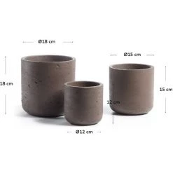 Kave Home - Lot De 3 Cache-pots Low Marron En Ciment Pour Usage Intérieur Et Extérieur - Marron -KAVE HOME Soldes 2022 12369532 3