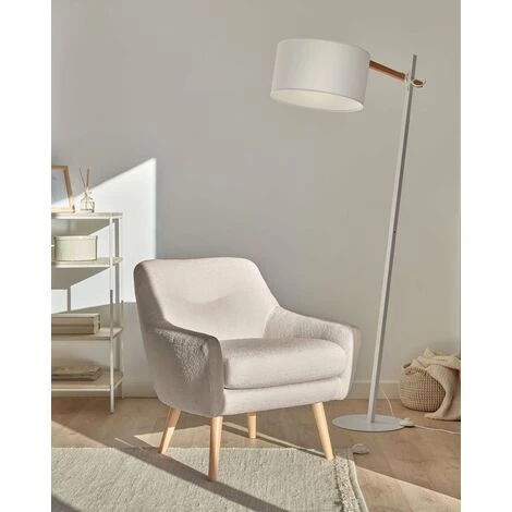 Kave Home - Lampadaire Aimy Blache En Acier, Bois De Hêtre Et 100% Coton - Blanc 4 Kave Home - Lampadaire Aimy Blache En Acier, Bois De Hêtre Et 100% Coton - Blanc – Image 2
