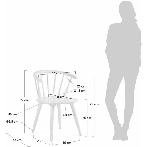 Kave Home - Chaise De Salle à Manger Trise Blanc En Bois Massif De Caoutchouc - Blanc 7 Kave Home - Chaise De Salle à Manger Trise Blanc En Bois Massif De Caoutchouc - Blanc – Image 5