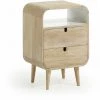 Kave Home - Table De Chevet Georg 40 X 60,5 Cm à 2 Tiroirs En Bois Massif De Manguier - Naturel