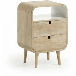 Kave Home - Table De Chevet Georg 40 X 60,5 Cm à 2 Tiroirs En Bois Massif De Manguier - Naturel