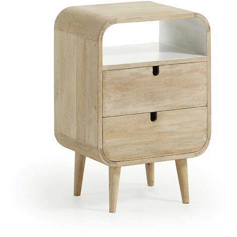 Kave Home - Table De Chevet Georg 40 X 60,5 Cm à 2 Tiroirs En Bois Massif De Manguier - Naturel 3 Kave Home - Table De Chevet Georg 40 X 60,5 Cm à 2 Tiroirs En Bois Massif De Manguier - Naturel