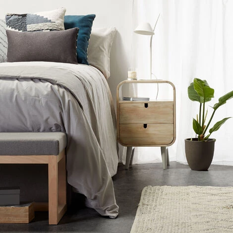 Kave Home - Table De Chevet Georg 40 X 60,5 Cm à 2 Tiroirs En Bois Massif De Manguier - Naturel 5 Kave Home - Table De Chevet Georg 40 X 60,5 Cm à 2 Tiroirs En Bois Massif De Manguier - Naturel – Image 3