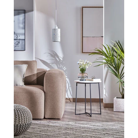 Kave Home - Table D'appoint Bryson B Blanche Ronde De Marbre Blanc Avec Pieds En Acier Noir - Gris 4 Kave Home - Table D'appoint Bryson B Blanche Ronde De Marbre Blanc Avec Pieds En Acier Noir - Gris – Image 2