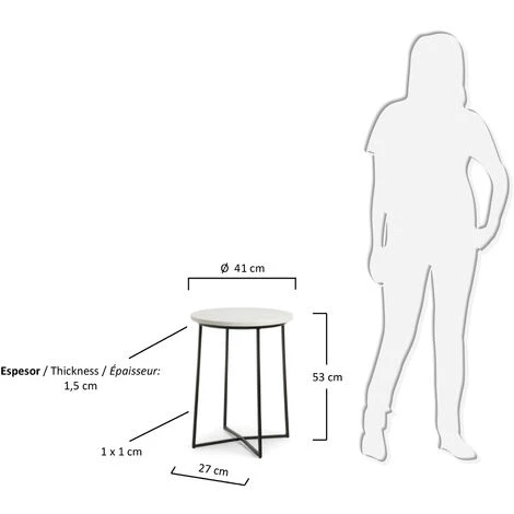 Kave Home - Table D'appoint Bryson B Blanche Ronde De Marbre Blanc Avec Pieds En Acier Noir - Gris 5 Kave Home - Table D'appoint Bryson B Blanche Ronde De Marbre Blanc Avec Pieds En Acier Noir - Gris – Image 3