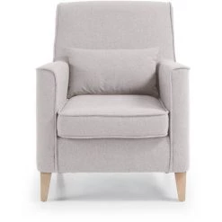 Kave Home - Fauteuil Glam Beige à Accoudoirs Et Pieds En Bois Massif De Hêtre - Beige -KAVE HOME Soldes 2022 12369641 3