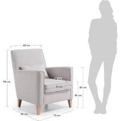 Kave Home - Fauteuil Glam Beige à Accoudoirs Et Pieds En Bois Massif De Hêtre - Beige -KAVE HOME Soldes 2022 12369641 4