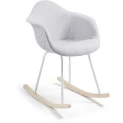 Kave Home - Fauteuil à Bascule Kevya Gris Clair Avec Accoudoirs Et Patins En Bois Massif De Hêtre - Gris