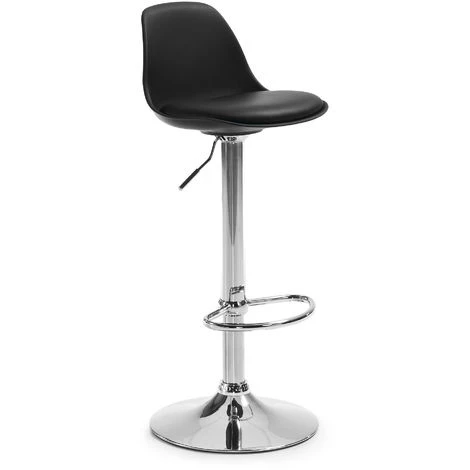 Kave Home - Tabouret De Bar Orlando-T Noir Avec Hauteur Réglable 60-82 Cm, Dossier, Siège Tapissé En Polyuréthane Et Pied En Acier - Noir 3 Kave Home - Tabouret De Bar Orlando-T Noir Avec Hauteur Réglable 60-82 Cm, Dossier, Siège Tapissé En Polyuréthane Et Pied En Acier - Noir