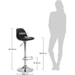 Kave Home - Tabouret De Bar Orlando-T Noir Avec Hauteur Réglable 60-82 Cm, Dossier, Siège Tapissé En Polyuréthane Et Pied En Acier - Noir 9 Kave Home - Tabouret De Bar Orlando-T Noir Avec Hauteur Réglable 60-82 Cm, Dossier, Siège Tapissé En Polyuréthane Et Pied En Acier - Noir -KAVE HOME Soldes 2022 12369727 4