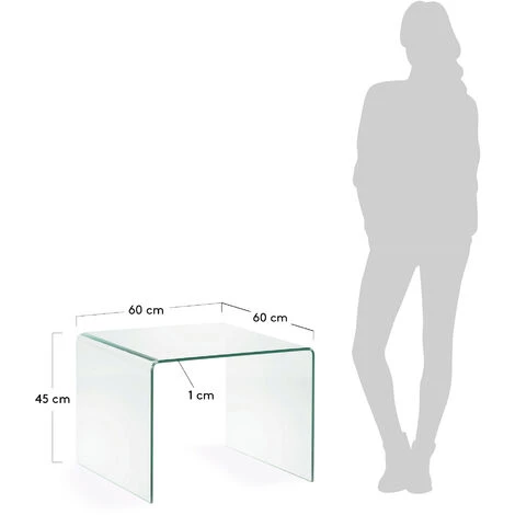 Kave Home - Table D'appoint Burano Transparent Carrée 60 X 60 Cm En Verre Trempé - Transparent 5 Kave Home - Table D'appoint Burano Transparent Carrée 60 X 60 Cm En Verre Trempé - Transparent – Image 3