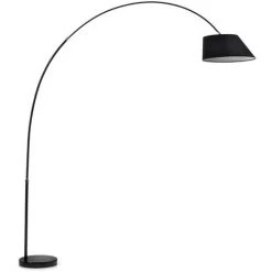 Kave Home - Lampadaire May Noir En Acier, 100% Coton Et Base En Marbre