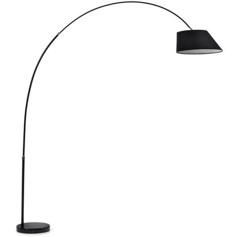 Kave Home - Lampadaire May Noir En Acier, 100% Coton Et Base En Marbre 3 Kave Home - Lampadaire May Noir En Acier, 100% Coton Et Base En Marbre