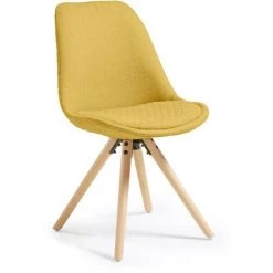 Kave Home - Chaise De Salle à Manger Ralf Moutarde Avec Siège Rembourré Et Pieds En Bois Massif De Hêtre - Moutarde