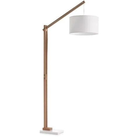 Kave Home - Lampadaire Riaz Blache En Bois Massif De Hêtre, Base En Acier Et 100% Coton - Blanc 3 Kave Home - Lampadaire Riaz Blache En Bois Massif De Hêtre, Base En Acier Et 100% Coton - Blanc