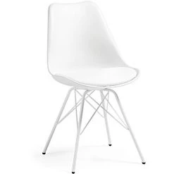 Kave Home - Chaise De Salle à Manger Ralf Blanc Avec Siège Rembourré Et Pieds En Acier Blanc - Blanc