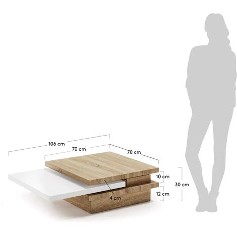 Kave Home - Table Basse Extensible Kiu 70 (106) X 70 Cm En Bois - Naturel 7 Kave Home - Table Basse Extensible Kiu 70 (106) X 70 Cm En Bois - Naturel – Image 5