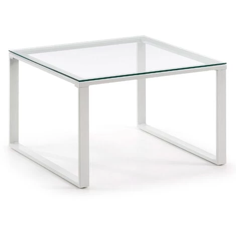 Kave Home - Table Basse Sivan Transparent Carrée 60 X 60 Cm En Verre Trempé Et Pieds En Acier Blanc - Blanc 3 Kave Home - Table Basse Sivan Transparent Carrée 60 X 60 Cm En Verre Trempé Et Pieds En Acier Blanc - Blanc