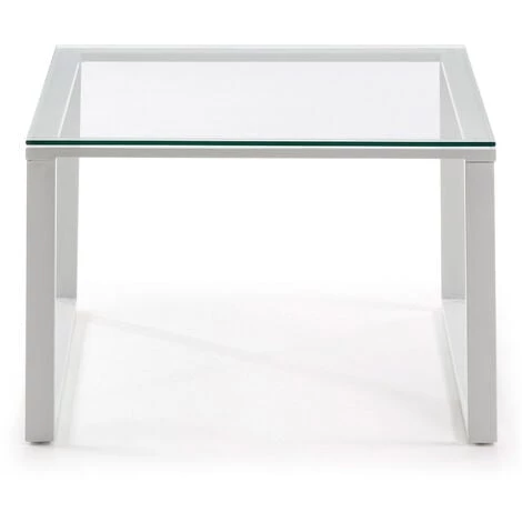 Kave Home - Table Basse Sivan Transparent Carrée 60 X 60 Cm En Verre Trempé Et Pieds En Acier Blanc - Blanc 4 Kave Home - Table Basse Sivan Transparent Carrée 60 X 60 Cm En Verre Trempé Et Pieds En Acier Blanc - Blanc – Image 2