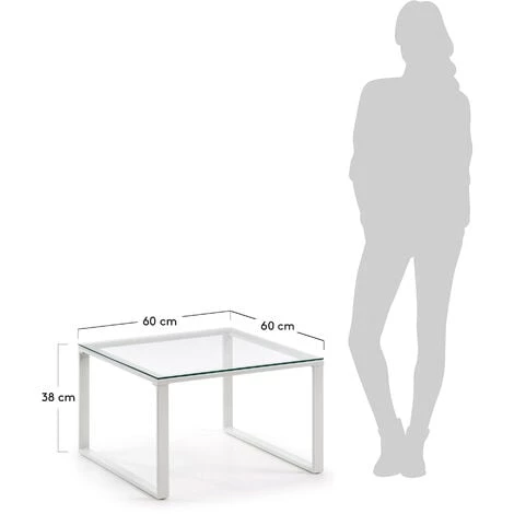 Kave Home - Table Basse Sivan Transparent Carrée 60 X 60 Cm En Verre Trempé Et Pieds En Acier Blanc - Blanc 5 Kave Home - Table Basse Sivan Transparent Carrée 60 X 60 Cm En Verre Trempé Et Pieds En Acier Blanc - Blanc – Image 3