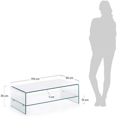 Kave Home - Table Basse Burano Transparent Rectangulaire 110 X 50 Cm En Verre Trempé Avec Plateau - Transparent 6 Kave Home - Table Basse Burano Transparent Rectangulaire 110 X 50 Cm En Verre Trempé Avec Plateau - Transparent – Image 4