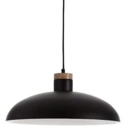 Kave Home - Suspension Gotram Noir 1 Ampoule En Acier Et Bois - Noir