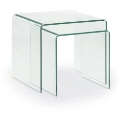 Kave Home - Lot De 2 Tables D'appoint Burano Transparent Rectangulaire 50 X 45 / 42 X 40 Cm En Verre Trempé - Transparent