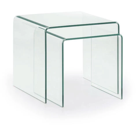 Kave Home - Lot De 2 Tables D'appoint Burano Transparent Rectangulaire 50 X 45 / 42 X 40 Cm En Verre Trempé - Transparent 3 Kave Home - Lot De 2 Tables D'appoint Burano Transparent Rectangulaire 50 X 45 / 42 X 40 Cm En Verre Trempé - Transparent