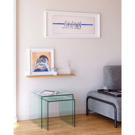 Kave Home - Lot De 2 Tables D'appoint Burano Transparent Rectangulaire 50 X 45 / 42 X 40 Cm En Verre Trempé - Transparent 4 Kave Home - Lot De 2 Tables D'appoint Burano Transparent Rectangulaire 50 X 45 / 42 X 40 Cm En Verre Trempé - Transparent – Image 2