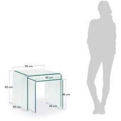 Kave Home - Lot De 2 Tables D'appoint Burano Transparent Rectangulaire 50 X 45 / 42 X 40 Cm En Verre Trempé - Transparent 7 Kave Home - Lot De 2 Tables D'appoint Burano Transparent Rectangulaire 50 X 45 / 42 X 40 Cm En Verre Trempé - Transparent -KAVE HOME Soldes 2022 12369862 3