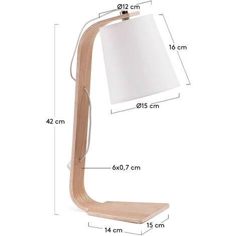 Kave Home - Lampe De Table Repcy Blanche En Bois Massif De Hêtre Et 100% Coton - Blanc 5 Kave Home - Lampe De Table Repcy Blanche En Bois Massif De Hêtre Et 100% Coton - Blanc – Image 3