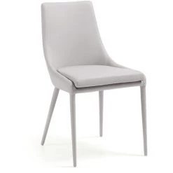 Kave Home - Chaise De Salle à Manger Davi Perle En Polyuréthane Et Pieds En Acier Recouverts - Beige