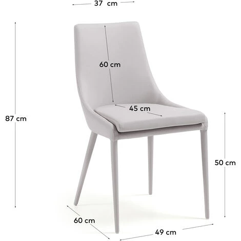 Kave Home - Chaise De Salle à Manger Davi Perle En Polyuréthane Et Pieds En Acier Recouverts - Beige 6 Kave Home - Chaise De Salle à Manger Davi Perle En Polyuréthane Et Pieds En Acier Recouverts - Beige – Image 4